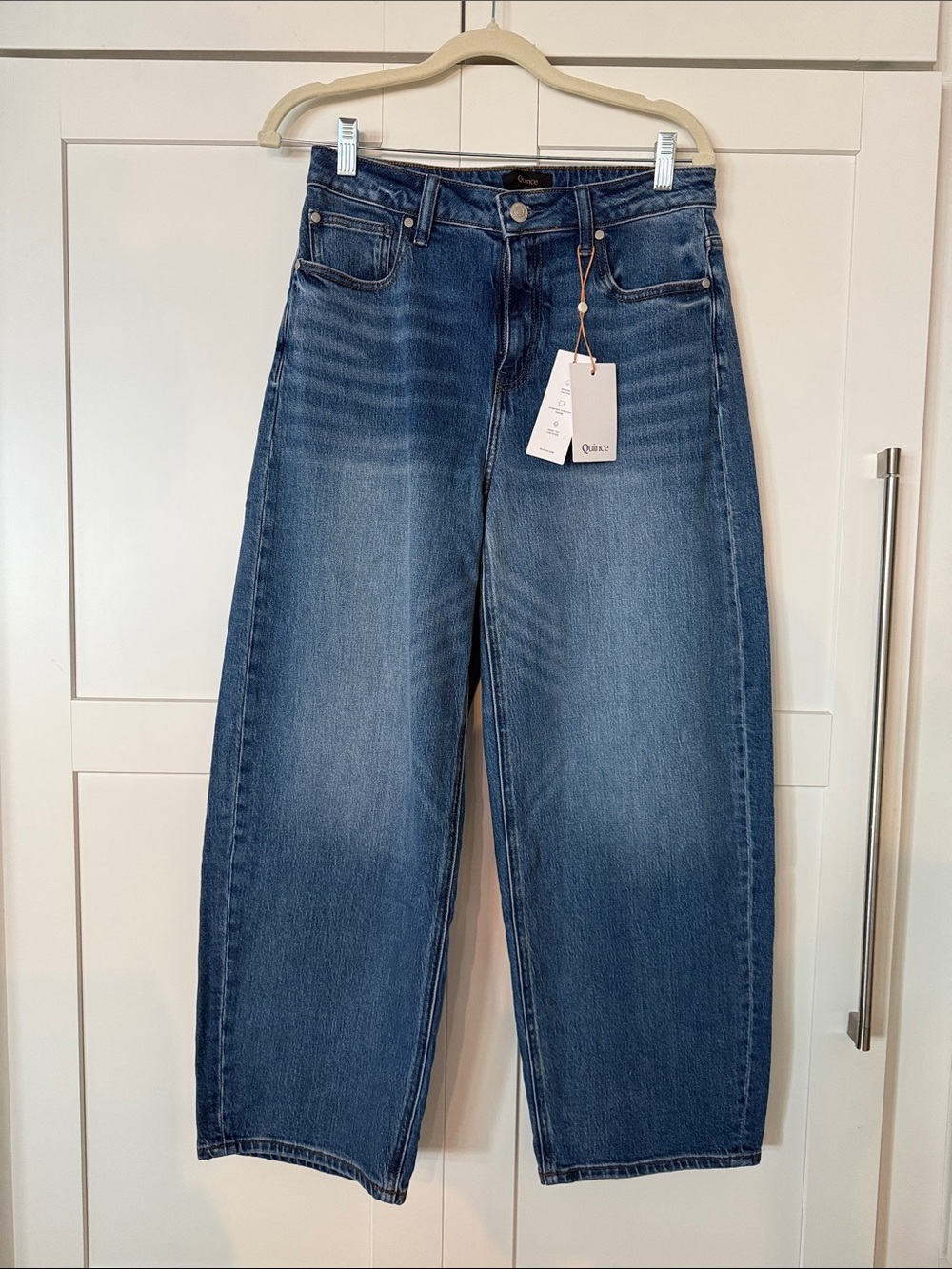 Quince Straight-Leg Jeans in Medium Blue Wash